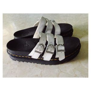 Dr. Martens Sz 9 Blaire Slide Platform Sandal White Leather